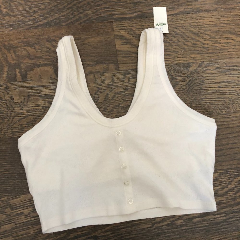 NWT Aerie Button Front Bralette - Ivory - Womens Size Small